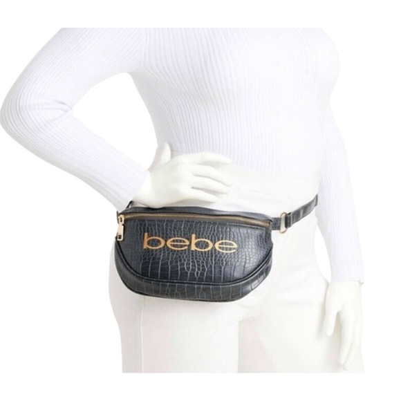 bebe Handbags - Bebe Grey Josephine Croco Convertible Sling Belt Bag Crossbody Purse Bag NWT NEW